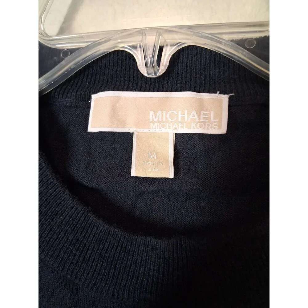 Michael Kors Knit Sweater Blouse Business Casual Boho Black Size Medium